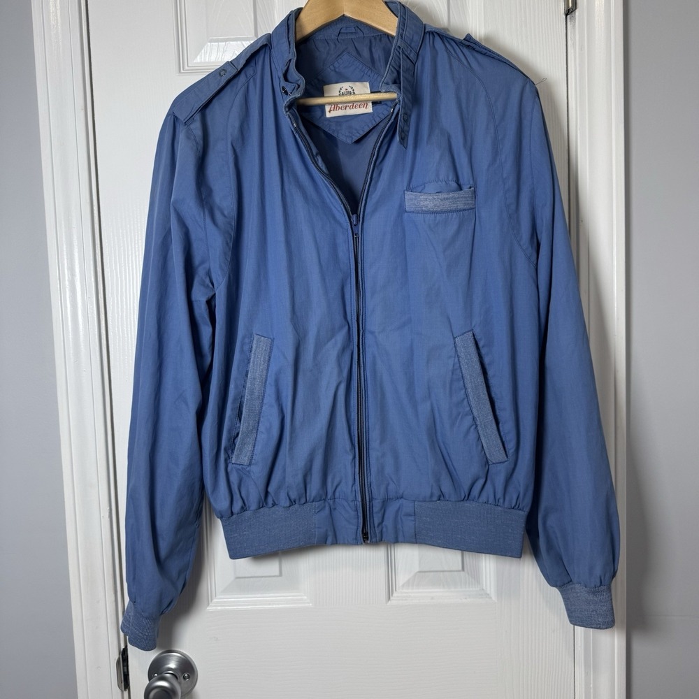 Vintage Aberdeen Racer‎ Jacket Mens Large Blue Bomber 80s